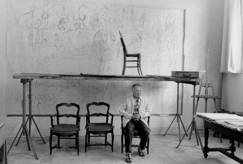 Marc Chagall dans son atelier à Vence, 1959