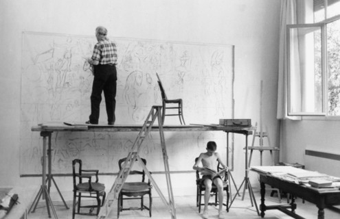 Marc Chagall dans son atelier à Vence, 1959