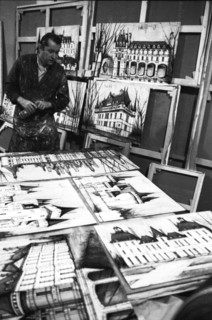 Bernard Buffet dans son atelier