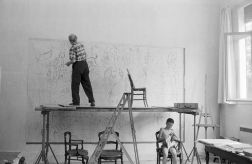 Marc Chagall dans son atelier à Vence, 1959