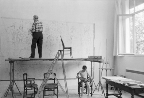 Marc Chagall dans son atelier à Vence, 1959