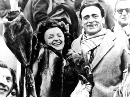 Piaf et Marcel Cerdan à Orly, 17 mars 1948