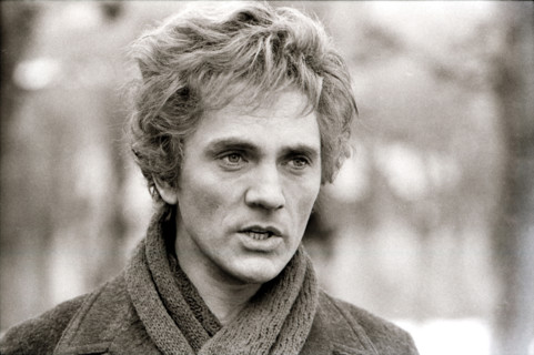 Terence Stamp on the set of a film