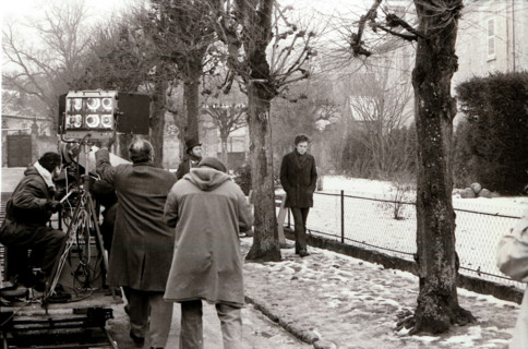 Terence Stamp on the set of a film