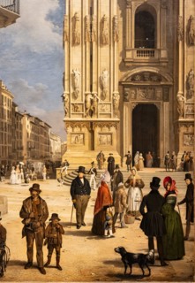Angelo Inganni: "View of Duomo with the Coperto of Figini"