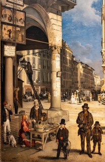 Angelo Inganni: "View of Duomo with the Coperto of Figini"