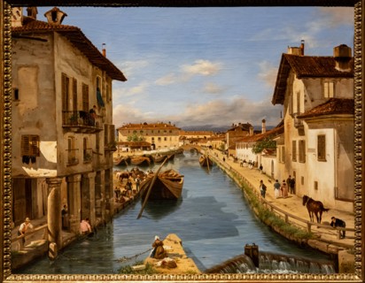 Giuseppe Canella: "View of the Naviglio Canal from the bridge of St. Mark"