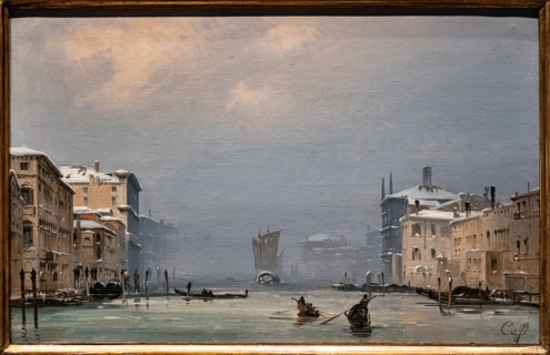 Ippolito Caffi: "Snow and Fog on the Grand Canal"