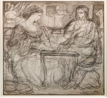 Coley Burne-Jones, Sketch of two seated figures for "The Backgammon Players"