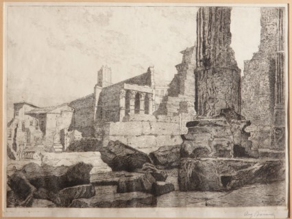 Augusto Baracchi (1878 - 1942), "Rome, The Forum of Augustus, The Temple of Mars Ultore"