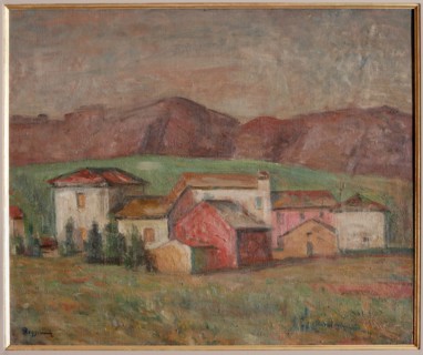 Giuseppe Graziosi (1879-1942), "Village at the Foot of the Mountains"