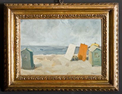 Carlo Minelli, "Spiaggia con Cabine"