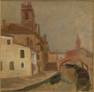 Ugo Martelli (1881 - 1921): "Houses and a church in Chioggia"