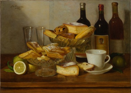 Eugenio De Giacomi (1852-1917): "Still Life with Bottle"