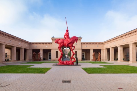 Fontanellato, Labirinto della Masone, by Franco Maria Ricci: the central courtyard with a work by Javier Marìn