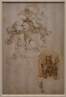 "Coat of Arms, Horse, Madonna and blessing Infant Jesus and Angel, Right leg of a child", by Francesco di Simone Ferrucci