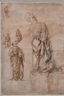 "Madonna in Adoration, St. Peter, Faith and Charity, Infant Jesus blessing on a Chalice", by Francesco di Simone Ferrucci