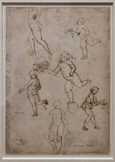 "Moving Male Nude, Three putti in equilibrium, Boy at work, Putto holding a Shield", by Francesco di Simone Ferrucci