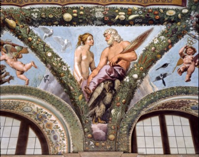 Rome, Villa Farnesina, Loggia of Cupid and Psyche: one vault pendentive depicting Venus and Jupiter