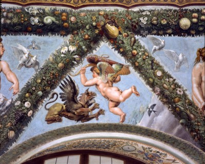Rome, Villa Farnesina, Loggia of Cupid and Psyche: one vault pendentive depicting Mercurius