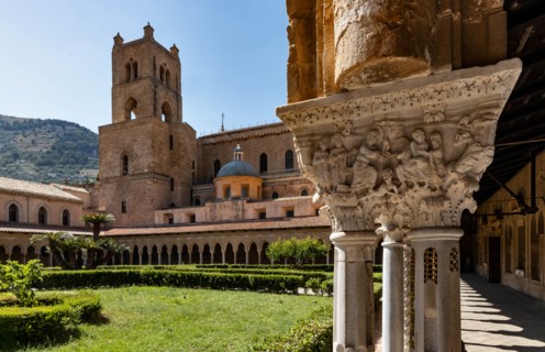 Monreale, Duomo: view of the bell tower of the cathedral