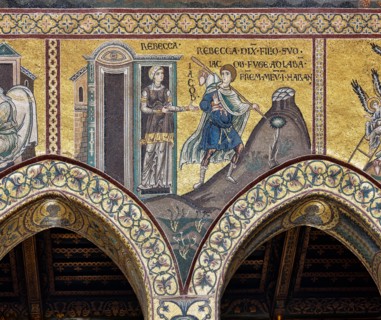 Monreale, Duomo: "Rebecca orders her son Jacob to flee to Haram with his brother Laban"