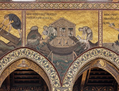 Monreale, Duomo: "Noah has the animals loaded onto the Ark"