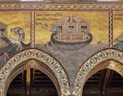 Monreale, Duomo: "Noah has the animals loaded onto the Ark"