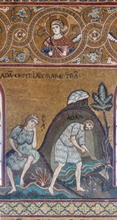 Monreale, Duomo: "The labours and the work of Adam and Eve"