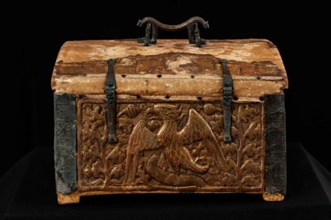 Monreale Cathedral, Diocesan Museum: wooden and gilded pastiglia reliquary box