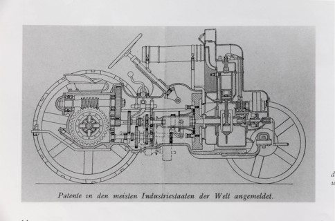 Old Tractor. Detail of the technical drawing.