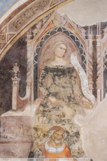 Allegory of Rhetoric; below his ideal representative, probably Isocrates or Demosthenes. Frescoes by Jacopo di Cione