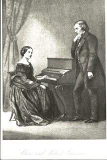 Portrait of Clara and Robert Schumann at the piano