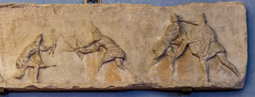 Roman slab representing a Sagittarii fighting