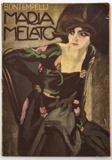 Copertina del libro dedicato a Maria Melato da Massimo Bontempelli con illustrazione di Marcello Dudovich."