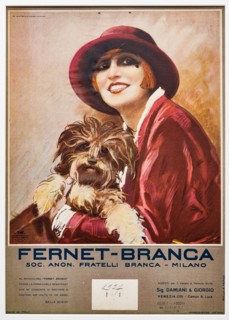 “Fernet Branca. Nella Regini con un cagnolino in braccio"