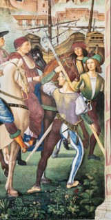 Fresco on the North-East wall of the Piccolomini Library in Siena