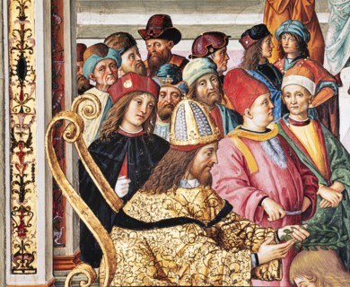 Fresco on the North-East wall of the Piccolomini Library in Siena