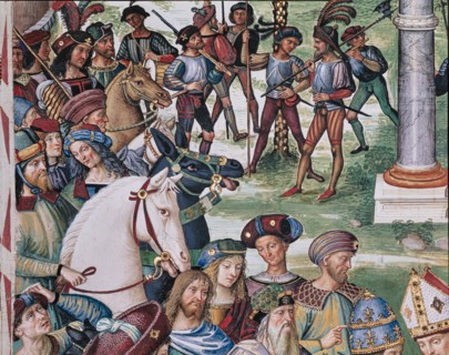 Fresco on the South-East wall of the Piccolomini Library in Siena