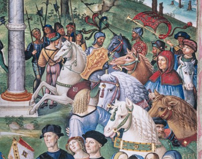 Fresco on the South-East wall of the Piccolomini Library in Siena