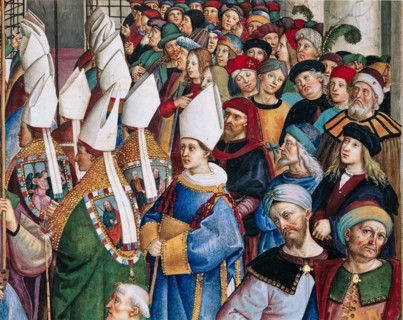 Fresco on the South-West wall of the Piccolomini Library in Siena