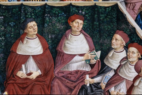 Fresco on the South-West wall of the Piccolomini Library in Siena