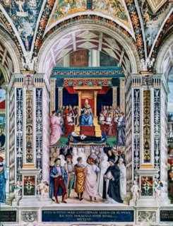 Fresque du mur sud-ouest de la Libreria Piccolomini à Sienne