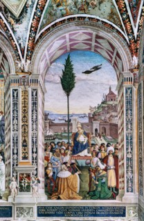 Fresque du mur sud-ouest de la Libreria Piccolomini à Sienne