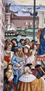 Fresco on the South-West wall of the Piccolomini Library in Siena