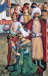 Fresco on the South-West wall of the Piccolomini Library in Siena