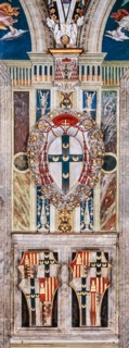 Fresco on the North-West wall of the Piccolomini Library in Siena