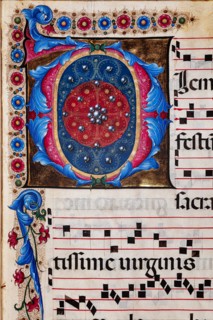 Choir book located at the Piccolomini Library in Siena