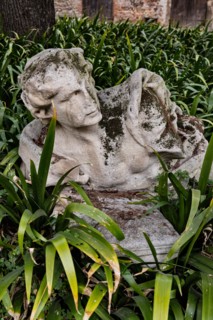 Vicenza: bust of a statue in the courtyard of the Olympic Theatre.