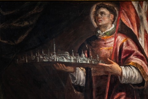 “St. Vincent with a model of the town of Vicenza”, by Francesco Maffei